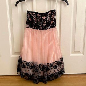 Pink Lace Strapless Dress Size 1